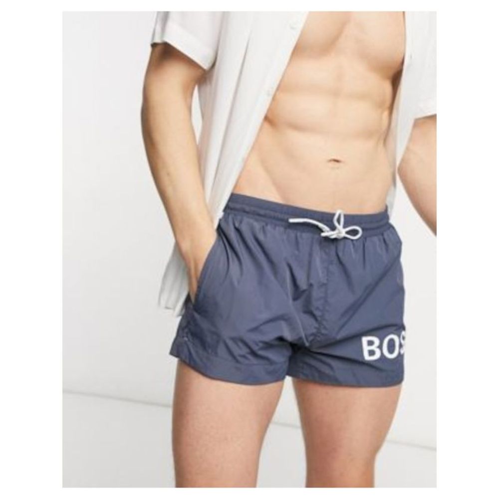 BOSS Mens Hugo Black Label Mooneye Gray Flat Frong Quick-Dry Swim Trunks XXL